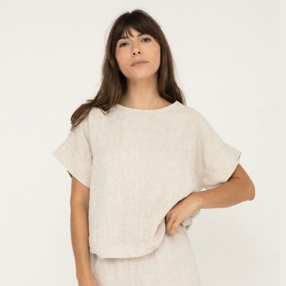 Elizabeth Suzann Georgia Tee Flax Linen OS